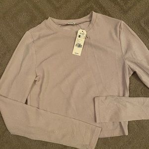 GARAGE blush color shimmer long sleeve top
